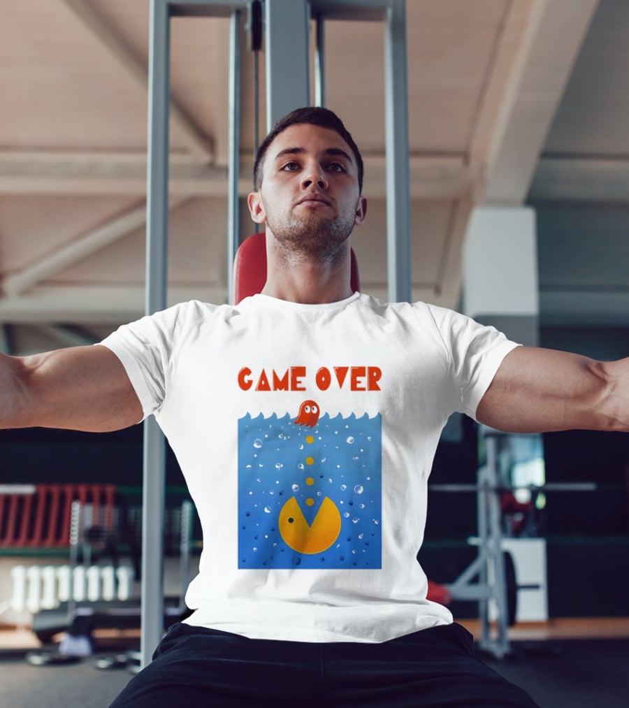 Pac Man Game Over Underwater Ghost Retro Gaming T-Shirt