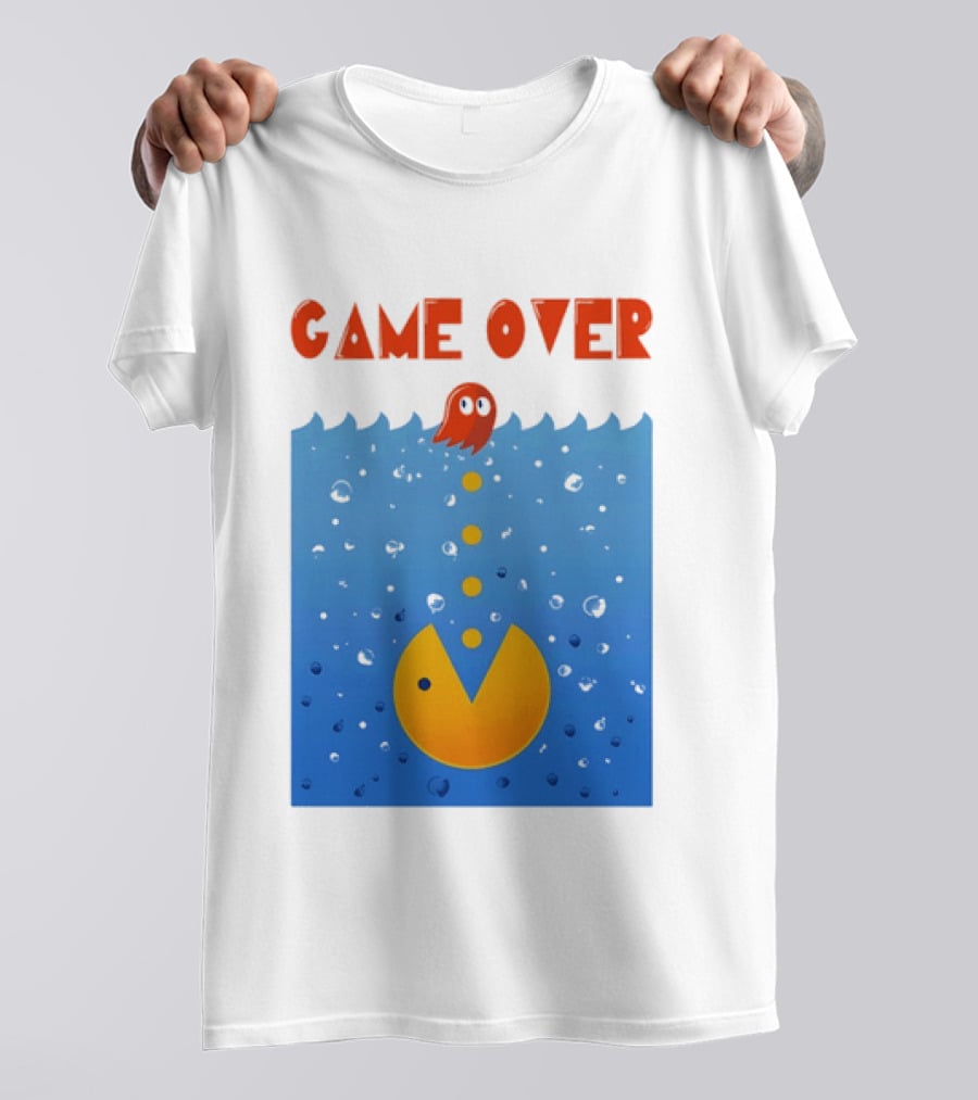 Pac Man Game Over Underwater Ghost Retro Gaming T-Shirt