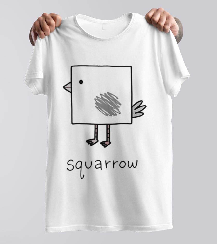 Squarrow Square Bird Doodle Animal Sketch T-Shirt