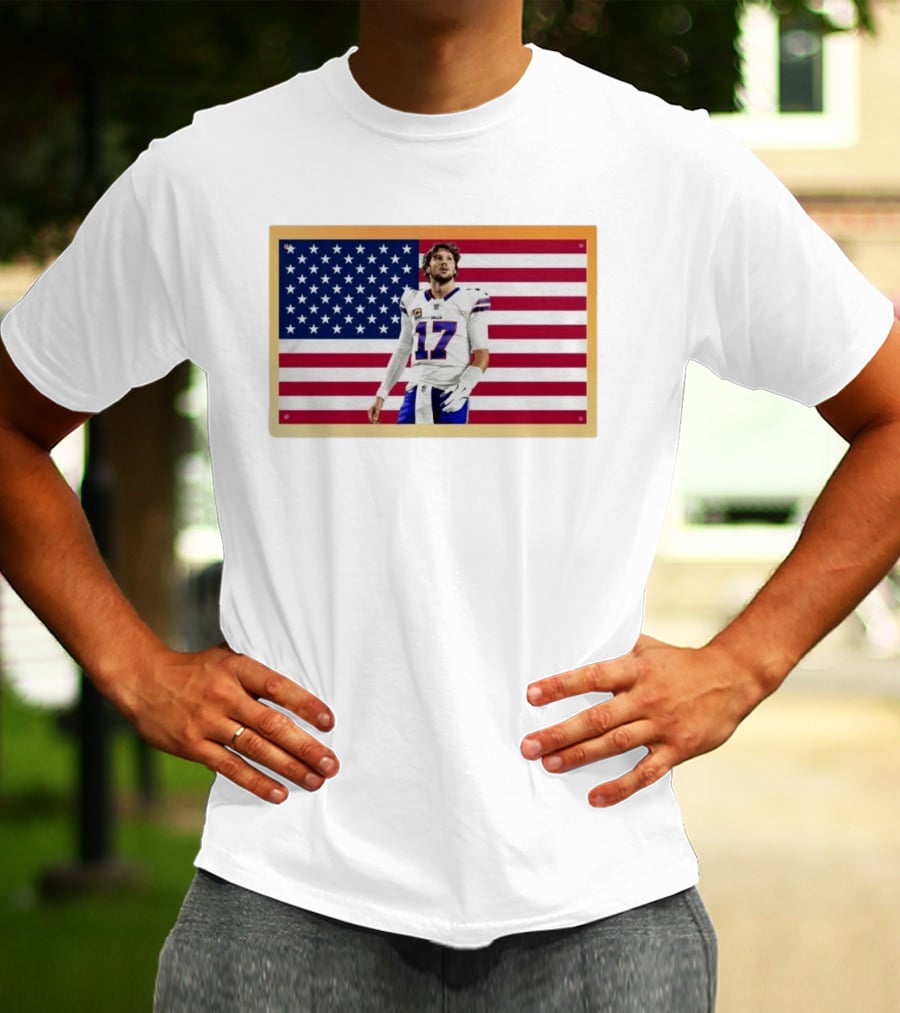 Josh Allen Buffalo Bills American Flag Football Star 17 T-Shirt