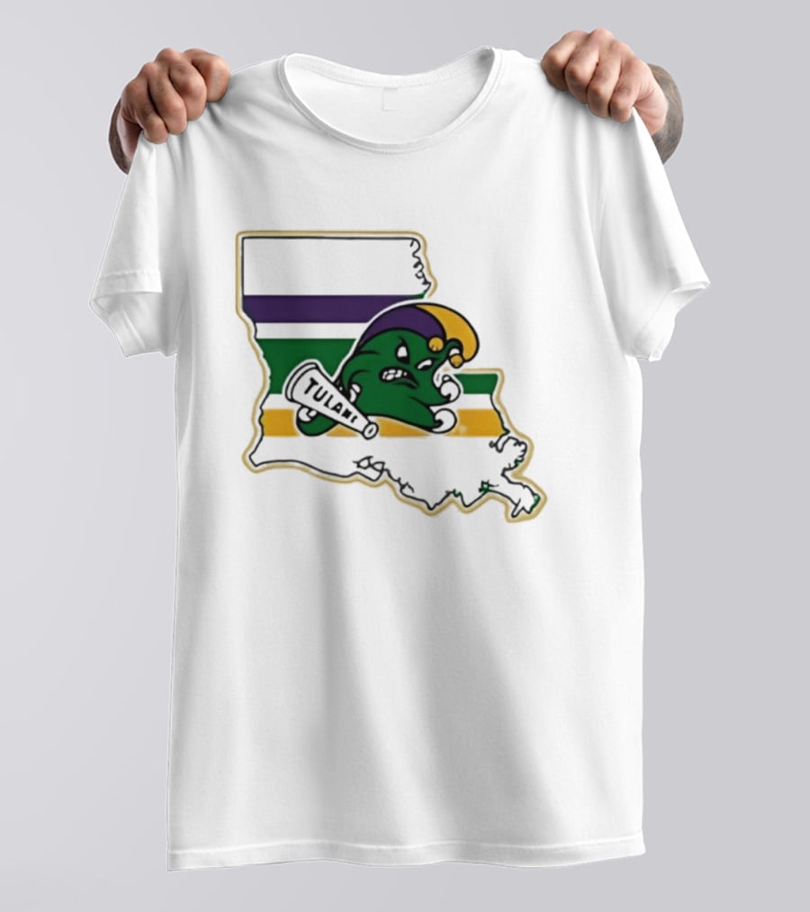 Tulane Green Wave Louisiana Mardi Gras Map T-Shirt