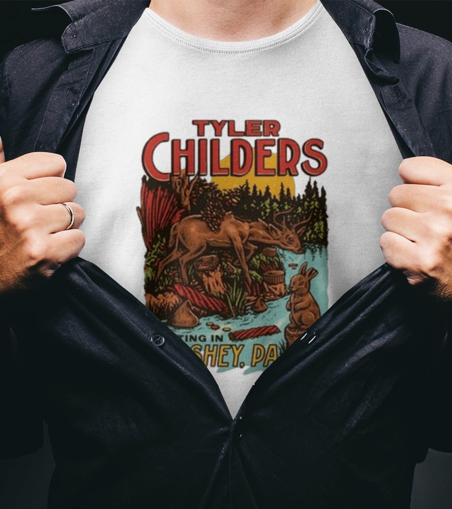Tyler Childers Hunting In Hershey PA Deer And Rabbit Scene T-Shirt