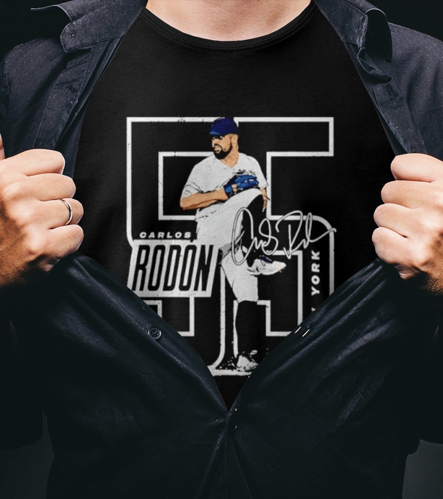 Carlos Rodon 55 New York Yankees Pitcher Signature Distressed T-Shirt