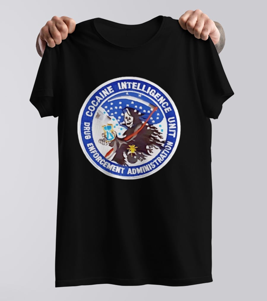Cocaine Intelligence Unit Drug Enforcement Administration Grim Reaper Holding Hourglass Patch T-Shirt