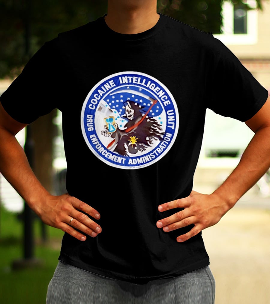 Cocaine Intelligence Unit Drug Enforcement Administration Grim Reaper Holding Hourglass Patch T-Shirt