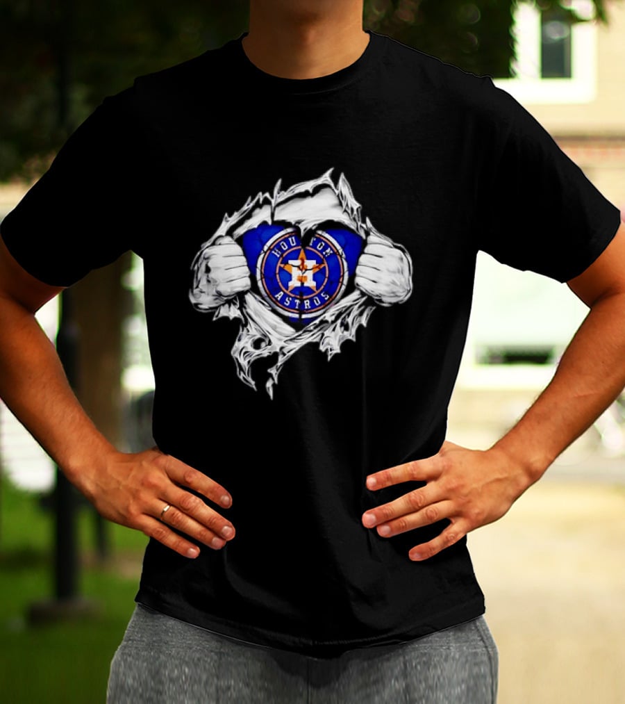 Houston Astros Ripped Skin MLB Baseball Hidden T-Shirt