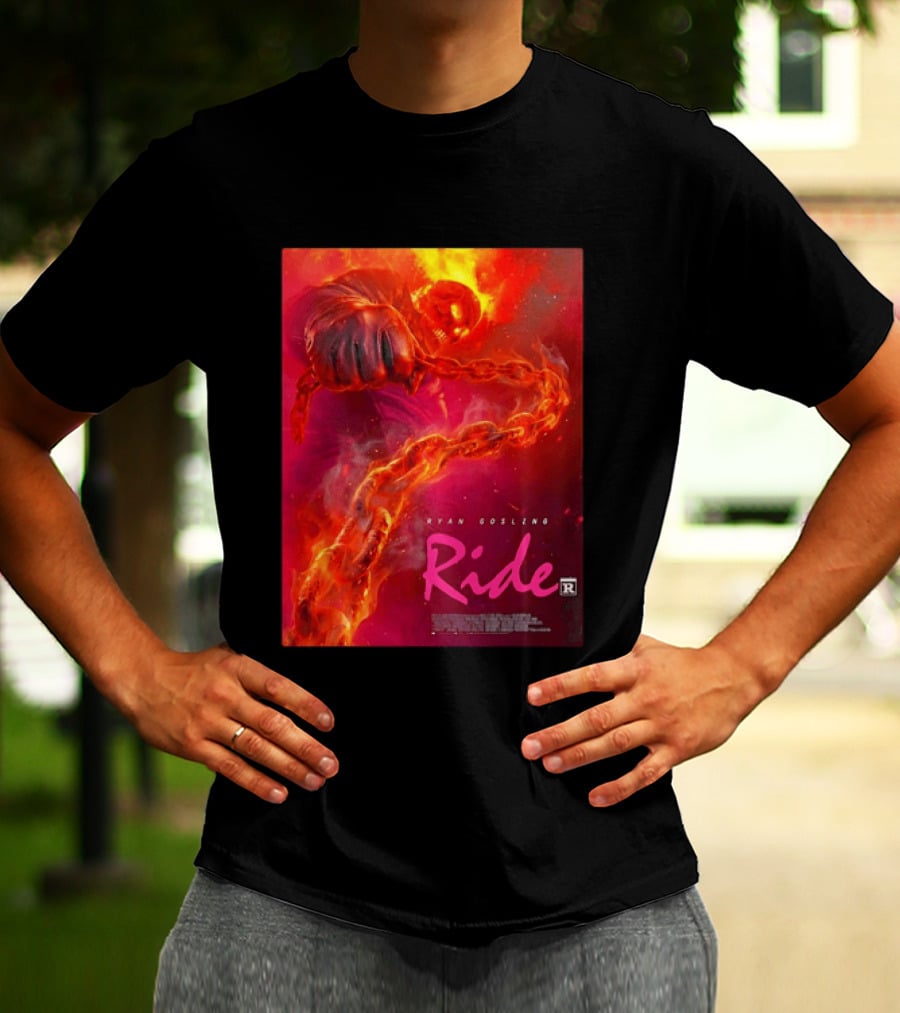 Ryan Gosling Ride Movie Ghost Rider Flaming Chain Image T-Shirt