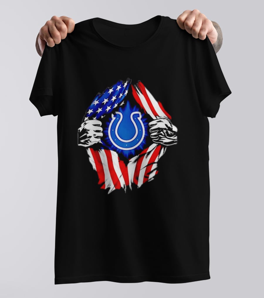 Indianapolis Colts American Flag Ripped Chest T-Shirt