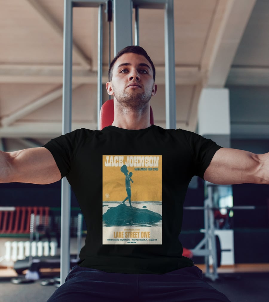 Jack Johnson Surfilmusic Tour 2026 Lake Street Dive ITHINK Financial Amphitheatre West Palm Beach August 18 T-Shirt
