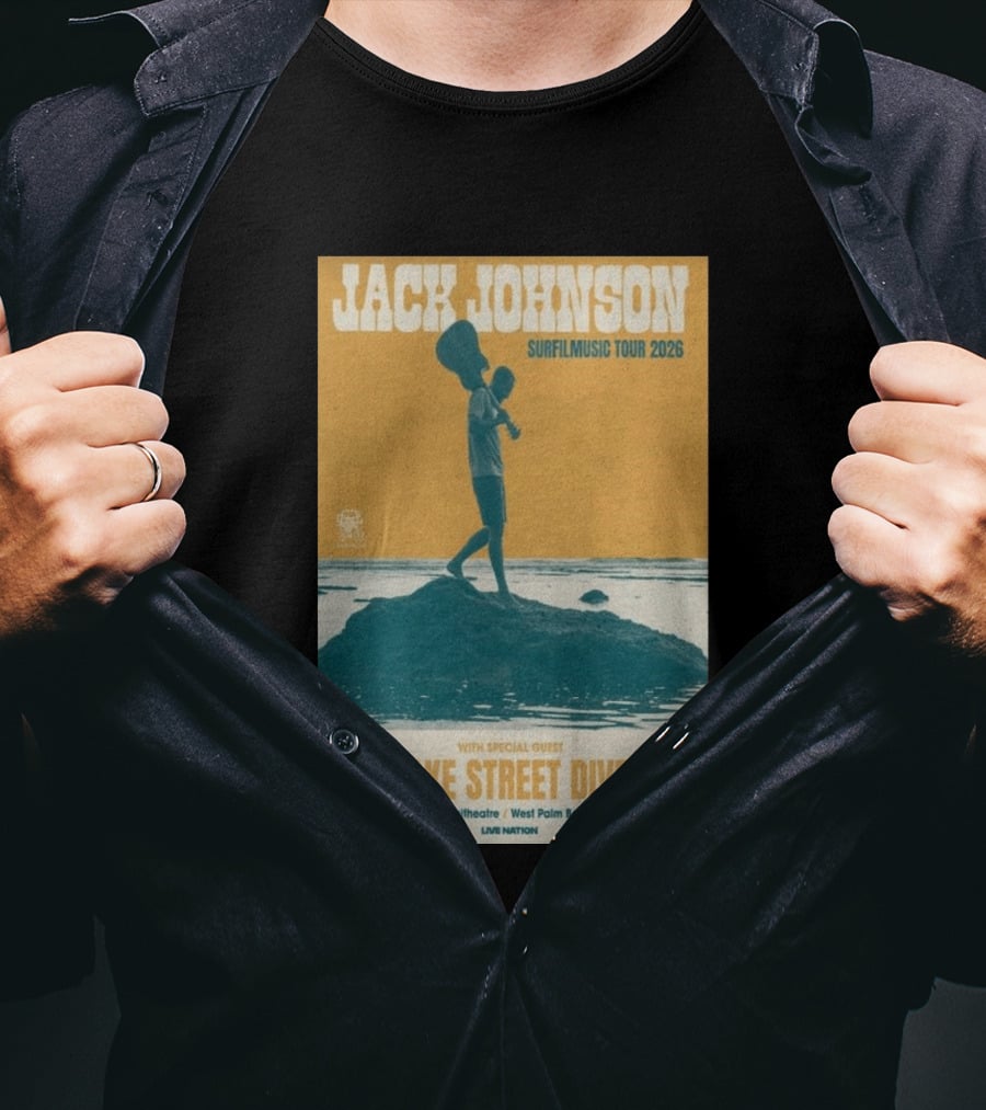Jack Johnson Surfilmusic Tour 2026 Lake Street Dive ITHINK Financial Amphitheatre West Palm Beach August 18 T-Shirt