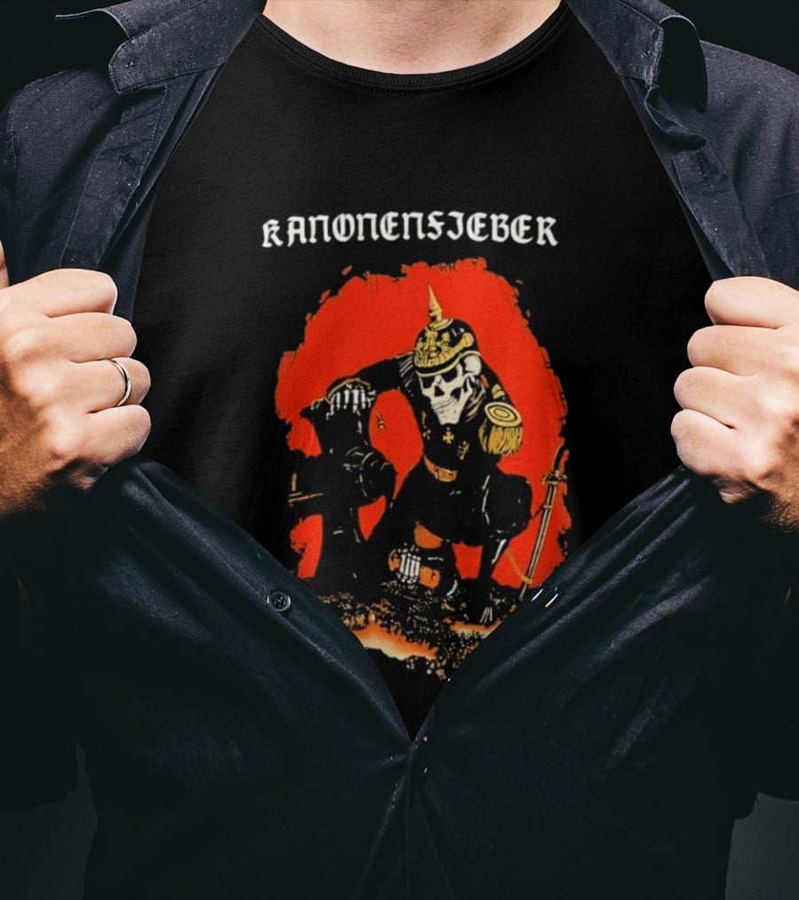 Kanonenfieber Skeleton Soldier Black Metal Warrior Artillery T-Shirt