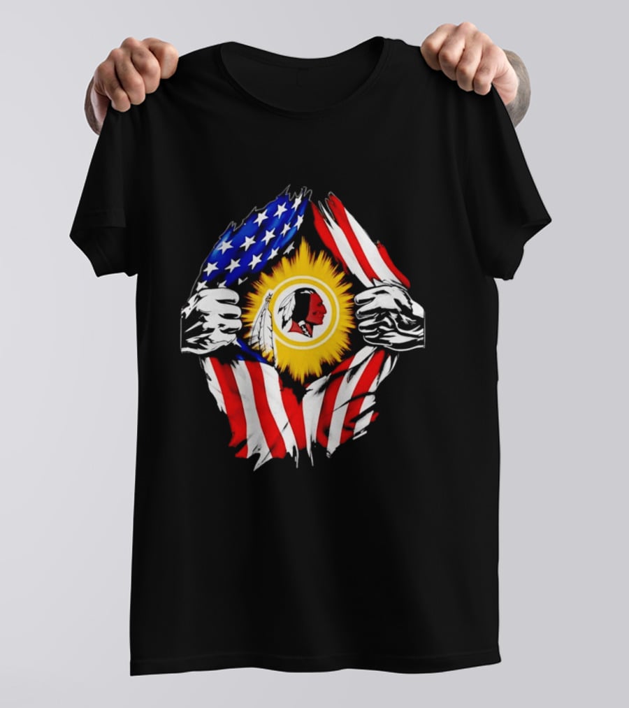 Washington Redskins American Flag Ripped Chest T-Shirt