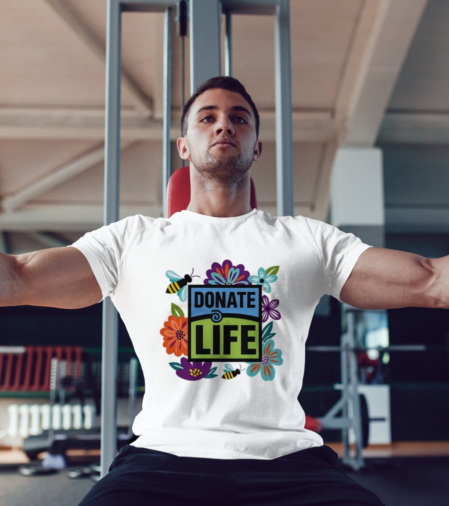 Donate Life Floral Bee Awareness Organ Donation Colorful Flowers T-Shirt