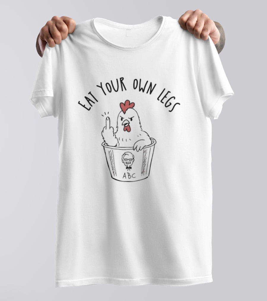 Eat Your Own Legs ABC Chicken Middle Finger Gesture T-Shirt
