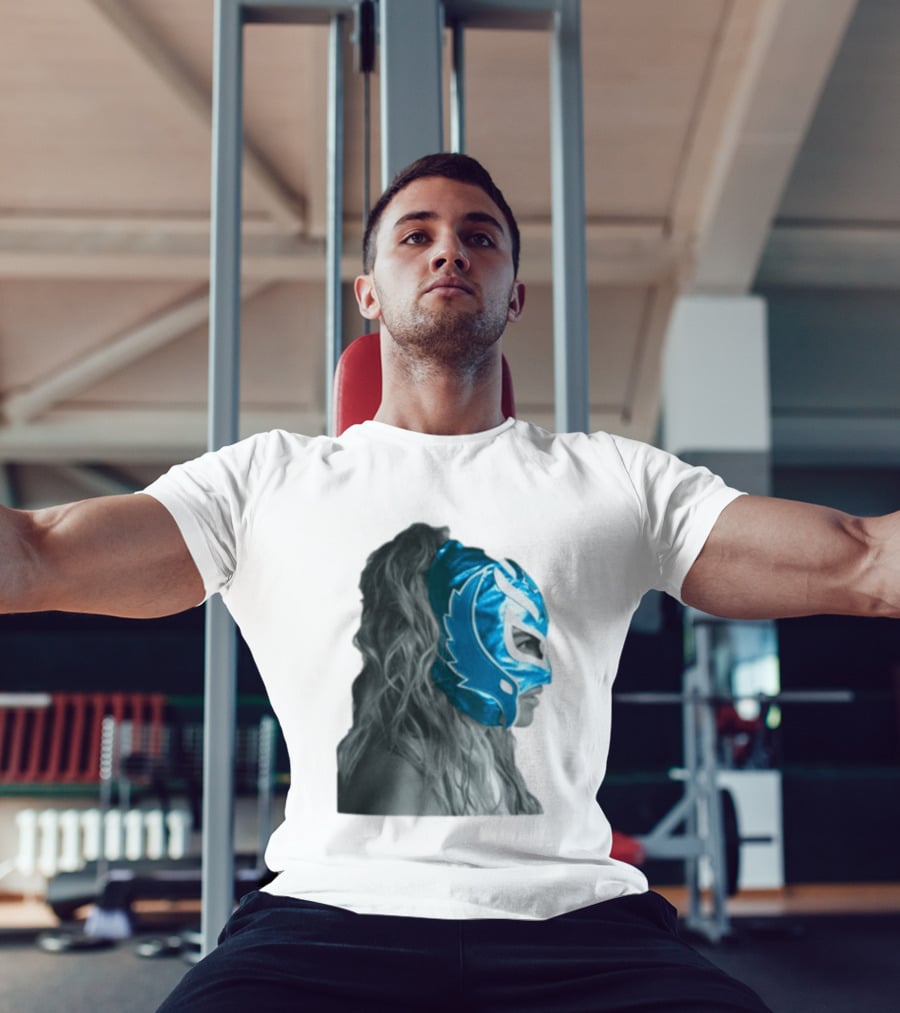 Karol G Store Limited Edition Cream Blue Luchador Mask T-Shirt