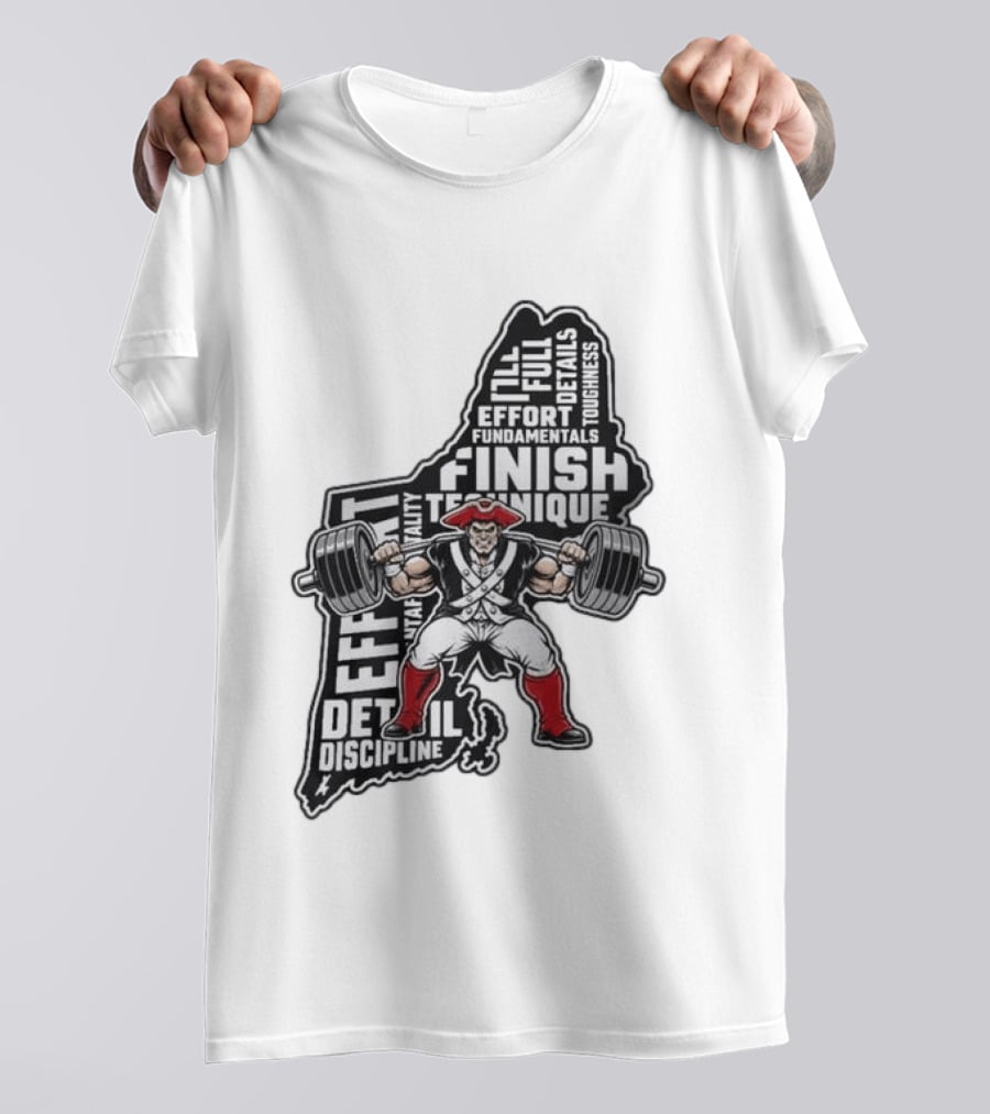 Patriots Weight Room Effort Discipline Finish Technique Toughness T-Shirt