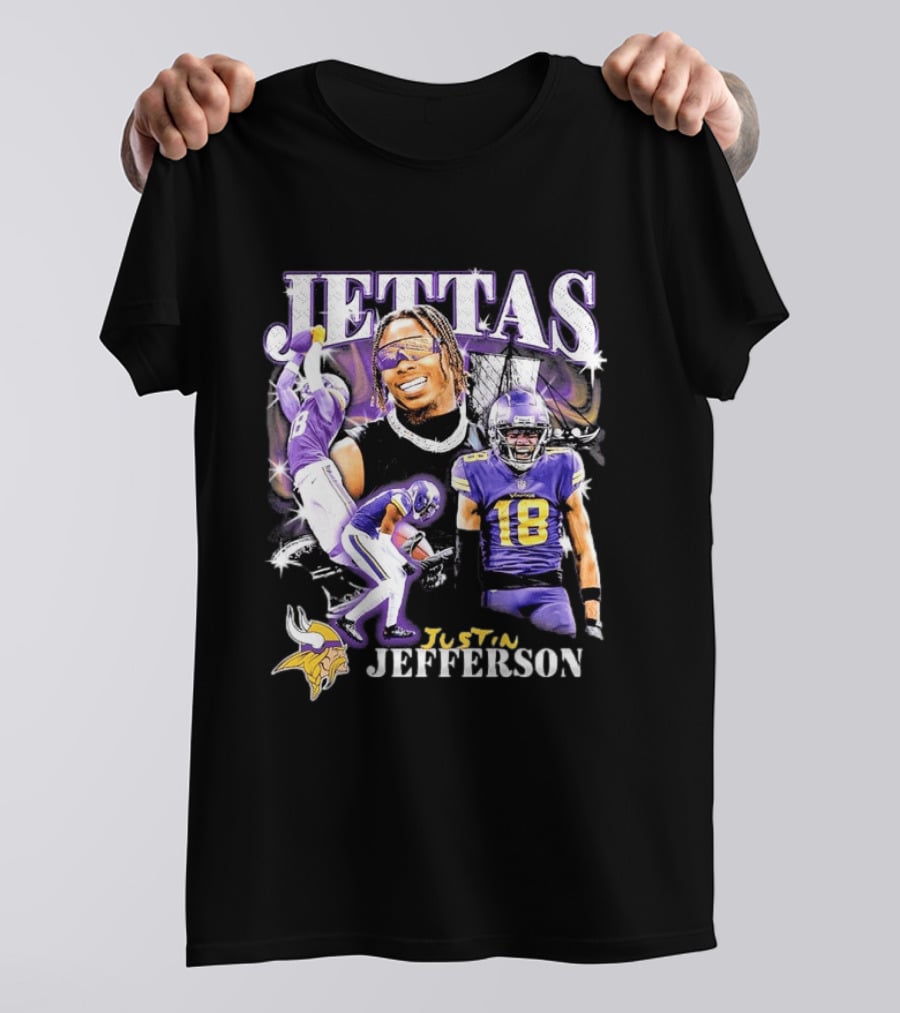 Fanatics Black Jettas Justin Jefferson Minnesota Vikings Notorious Player T-Shirt