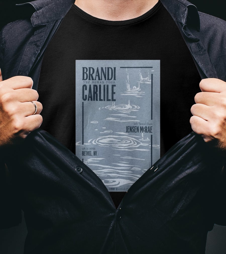 Brandi Carlile The Human Tour August 16 2026 Bethel Ny With Special Guest Jensen Mcrae Woodstock 20 Years Bethelwoods 1969 T-Shirt