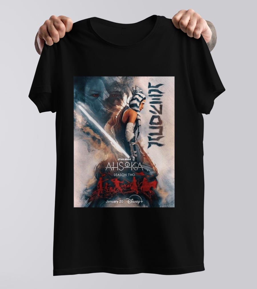 Star Wars Ahsoka Season 2 Premiering January 20 Disney Plus Featuring Lightsaber And Characters T-Shirt