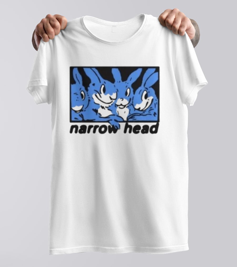 Narrow Head Four Rabbits Blue Black White T-Shirt