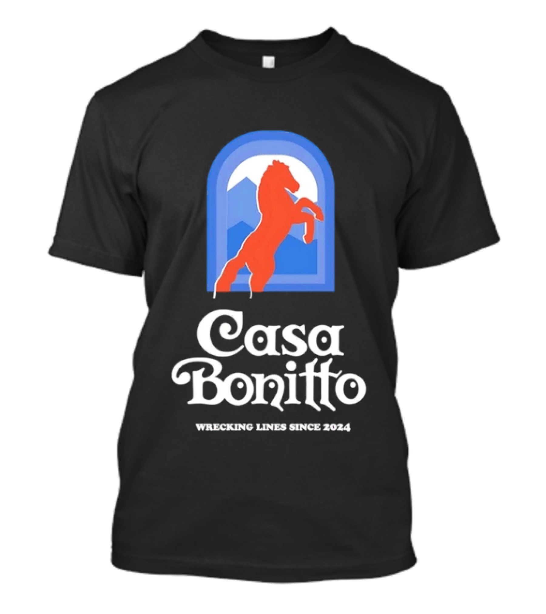 Casa Bonitto Wrecking Lines Since 2024 Denver Broncos Horse T-Shirt