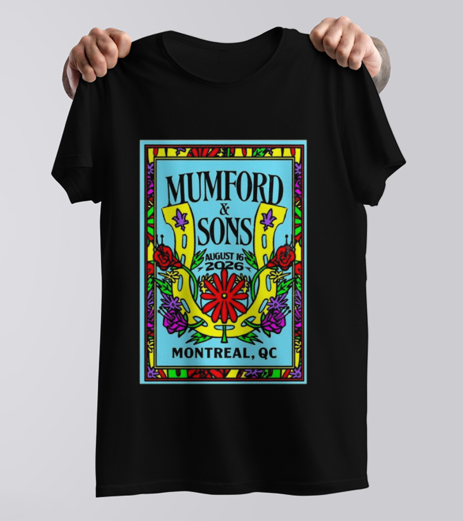 Mumford And Sons August 16 2026 Montreal QC Colorful Floral Concert T-Shirt