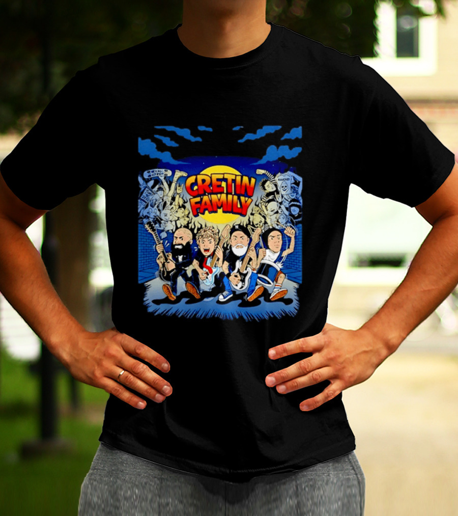 Cretin Family Ramones Cartoon Band Punk Rock Skull T-Shirt