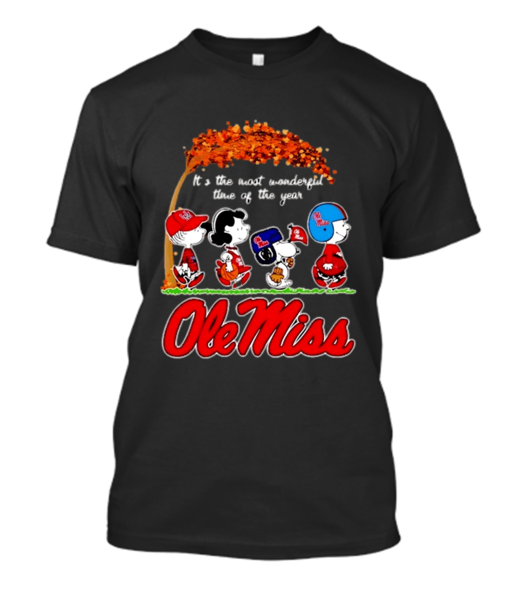 Ole Miss Rebels Peanuts Characters Most Wonderful Time Of The Year T-Shirt