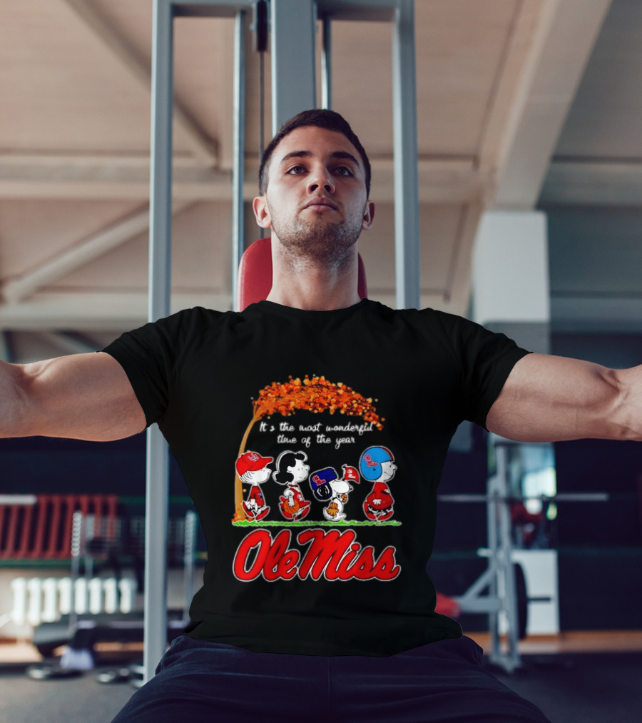 Ole Miss Rebels Peanuts Characters Most Wonderful Time Of The Year T-Shirt
