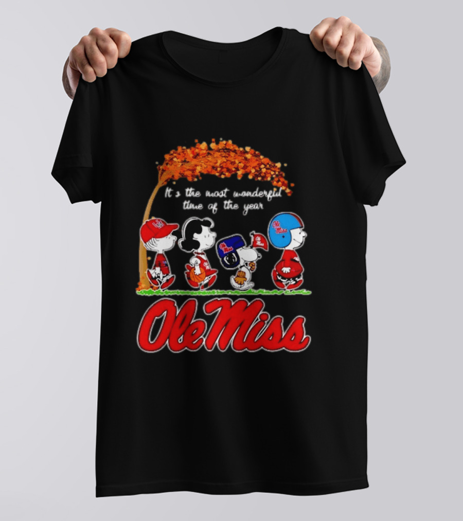 Ole Miss Rebels Peanuts Characters Most Wonderful Time Of The Year T-Shirt