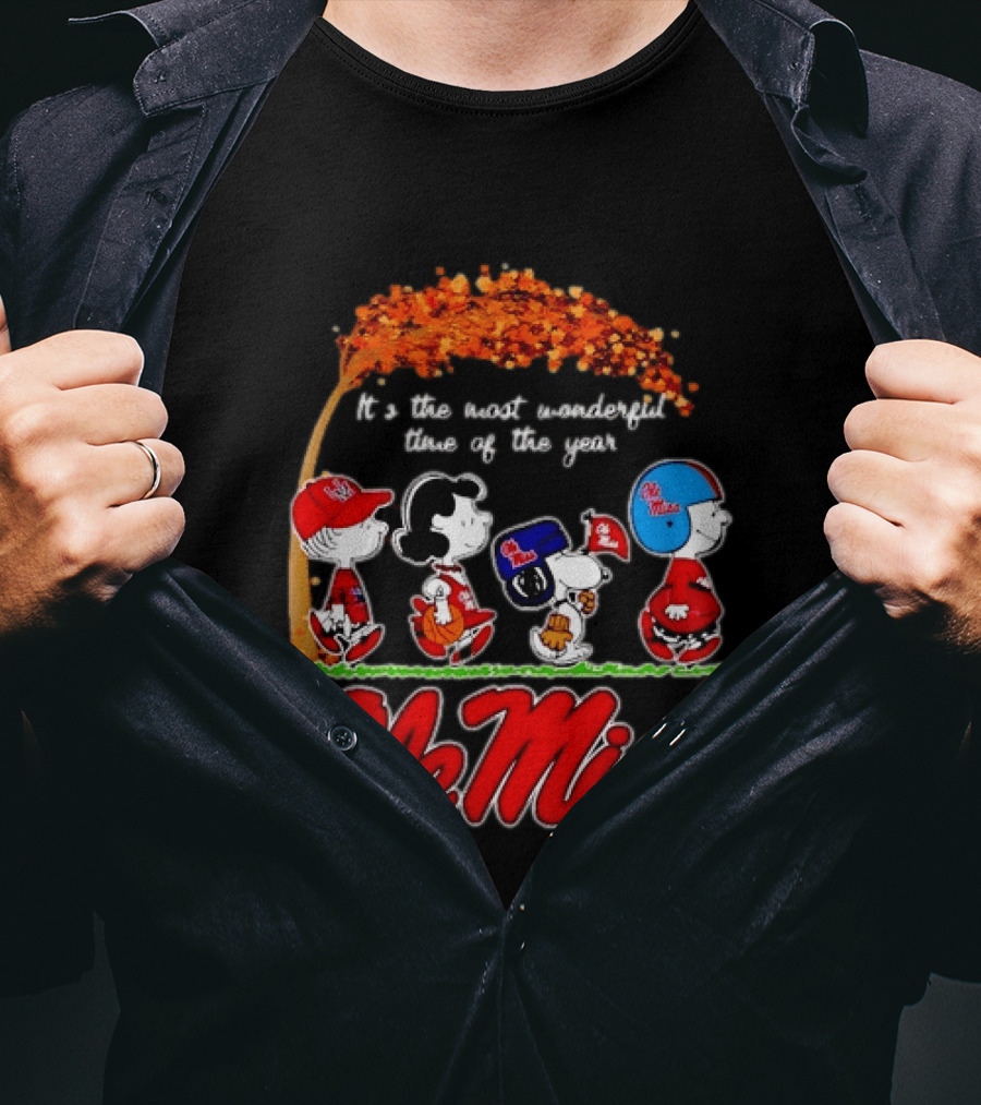 Ole Miss Rebels Peanuts Characters Most Wonderful Time Of The Year T-Shirt