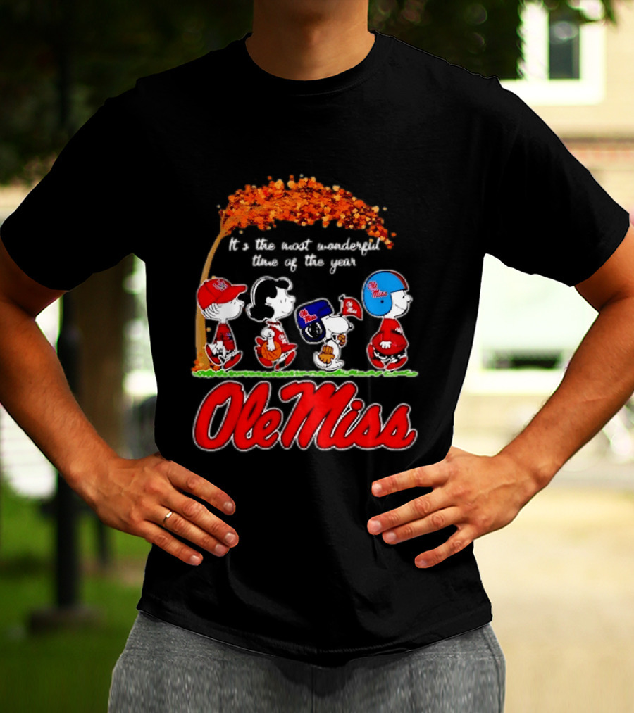 Ole Miss Rebels Peanuts Characters Most Wonderful Time Of The Year T-Shirt