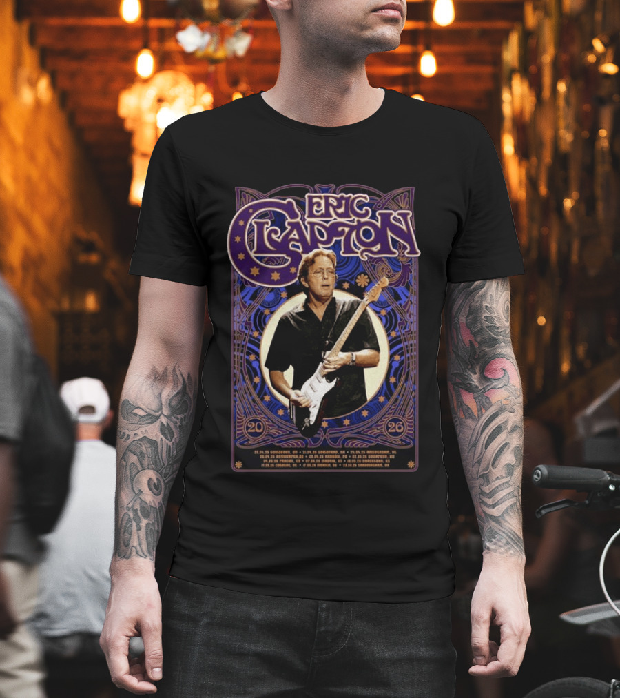 Eric Clapton 2026 Barcelona Spain Tour Concert Dates And Locations T-Shirt