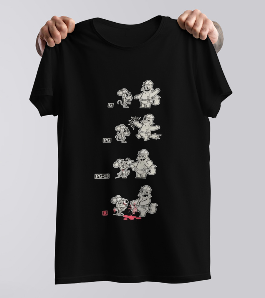 G To R Movie Rating Evolution Cartoon Film Characters Humor T-Shirt