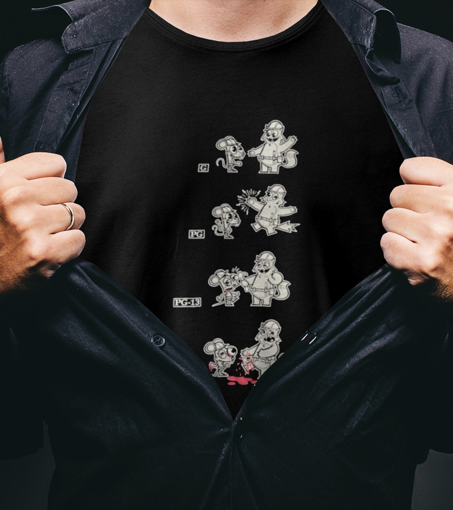 G To R Movie Rating Evolution Cartoon Film Characters Humor T-Shirt