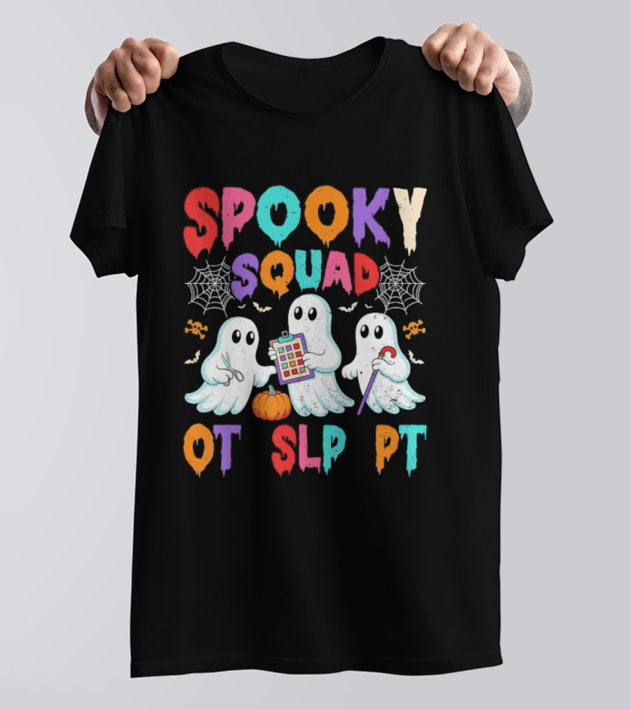 OT SLP PT Spooky Squad Halloween Ghosts Pumpkin Clipboard Lollipop T-Shirt