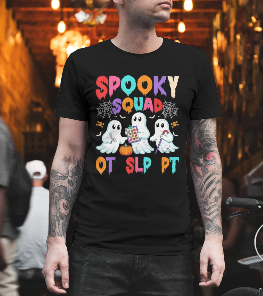 OT SLP PT Spooky Squad Halloween Ghosts Pumpkin Clipboard Lollipop T-Shirt