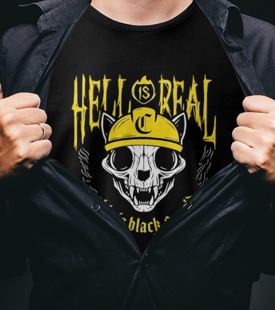 Hell Is Real Ohio Is Black And Gold Skull C Hat T-Shirt