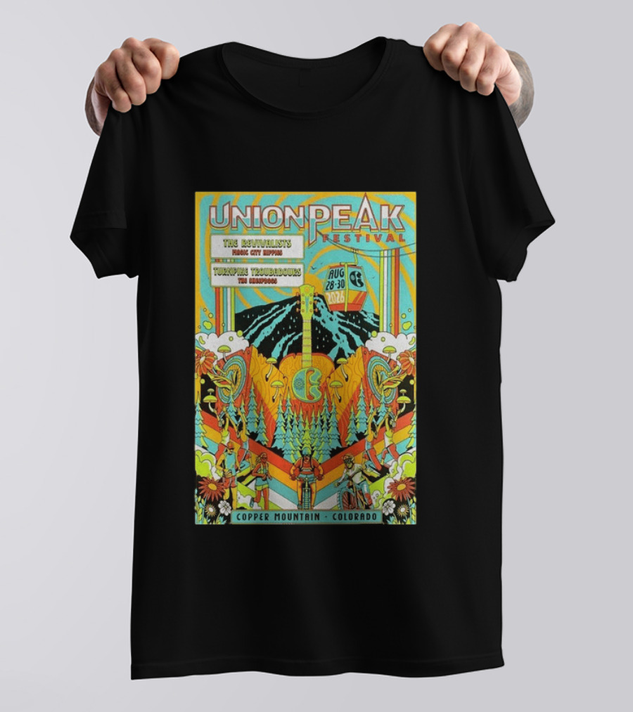 Union Peak Festival 2026 Copper Mountain Colorado Aug 28 30 Featuring The Revivalists Turbo Tweed Troubadours The Disco Biscuits T-Shirt