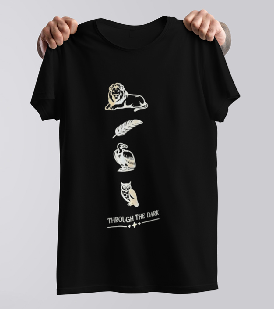 Through The Dark Lion Feather Heron Owl T-Shirt