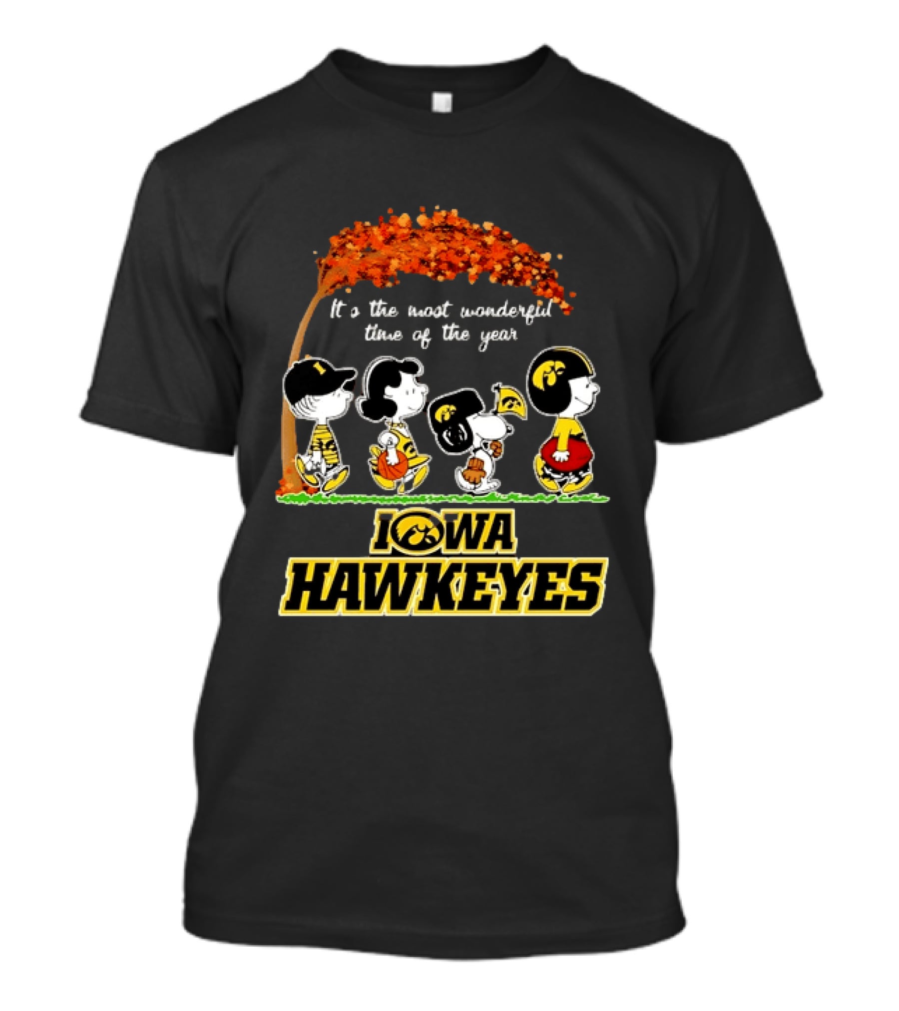 Iowa Hawkeyes Peanuts Characters It's The Most Wonderful Time Of The Year T-Shirt