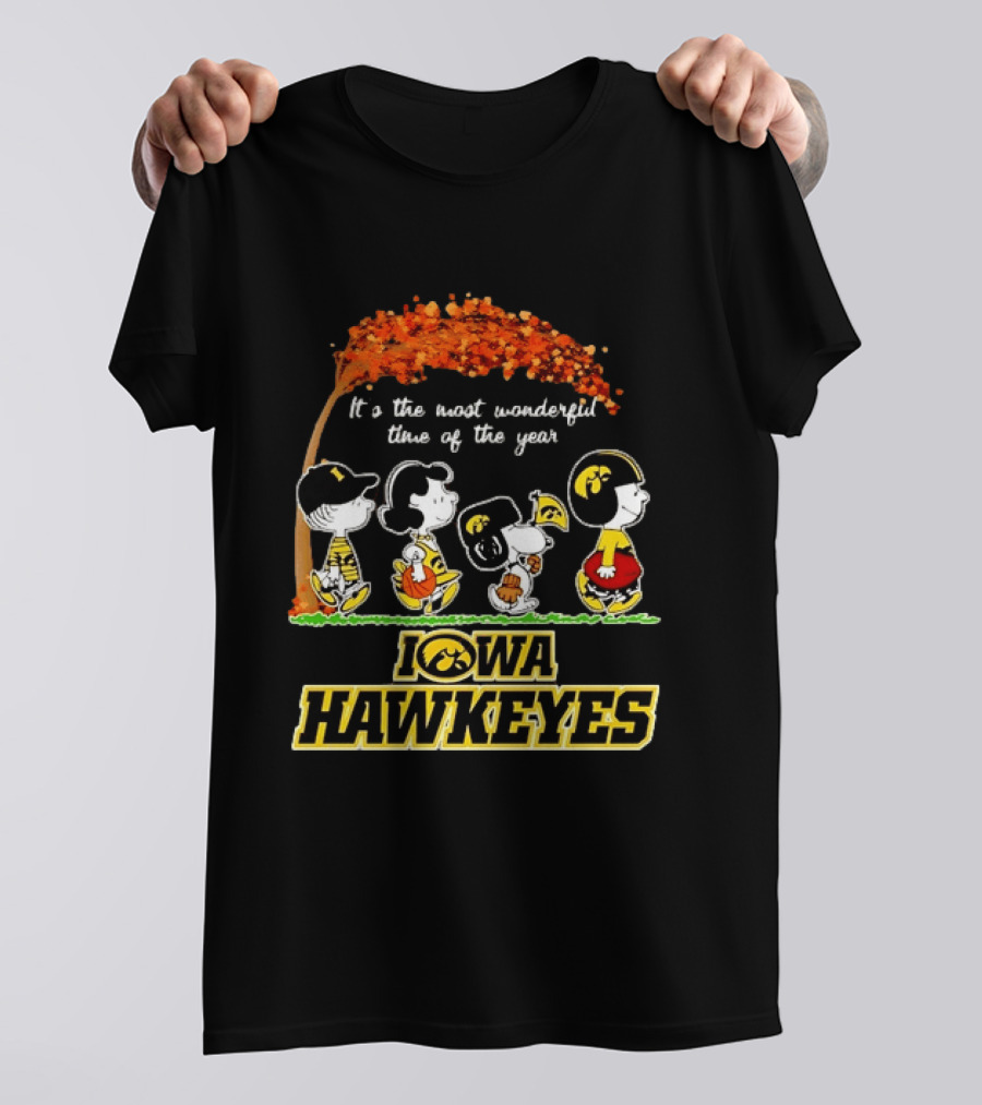 Iowa Hawkeyes Peanuts Characters It's The Most Wonderful Time Of The Year T-Shirt
