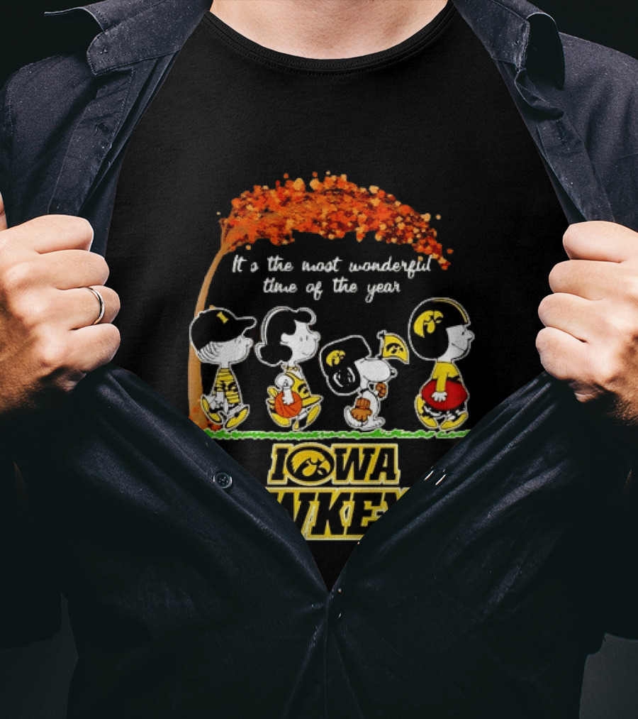 Iowa Hawkeyes Peanuts Characters It's The Most Wonderful Time Of The Year T-Shirt
