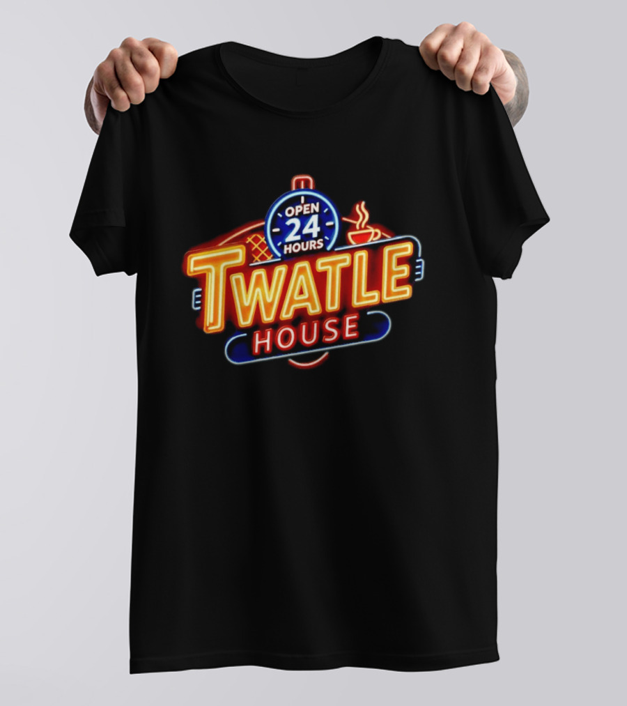 Twatle House Open 24 Hours Neon Sign Restaurant Decor Coffee Cup T-Shirt