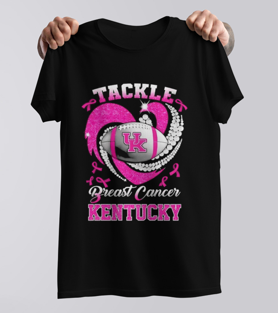 Tackle Breast Cancer Kentucky Wildcats UK Football Pink Ribbons T-Shirt