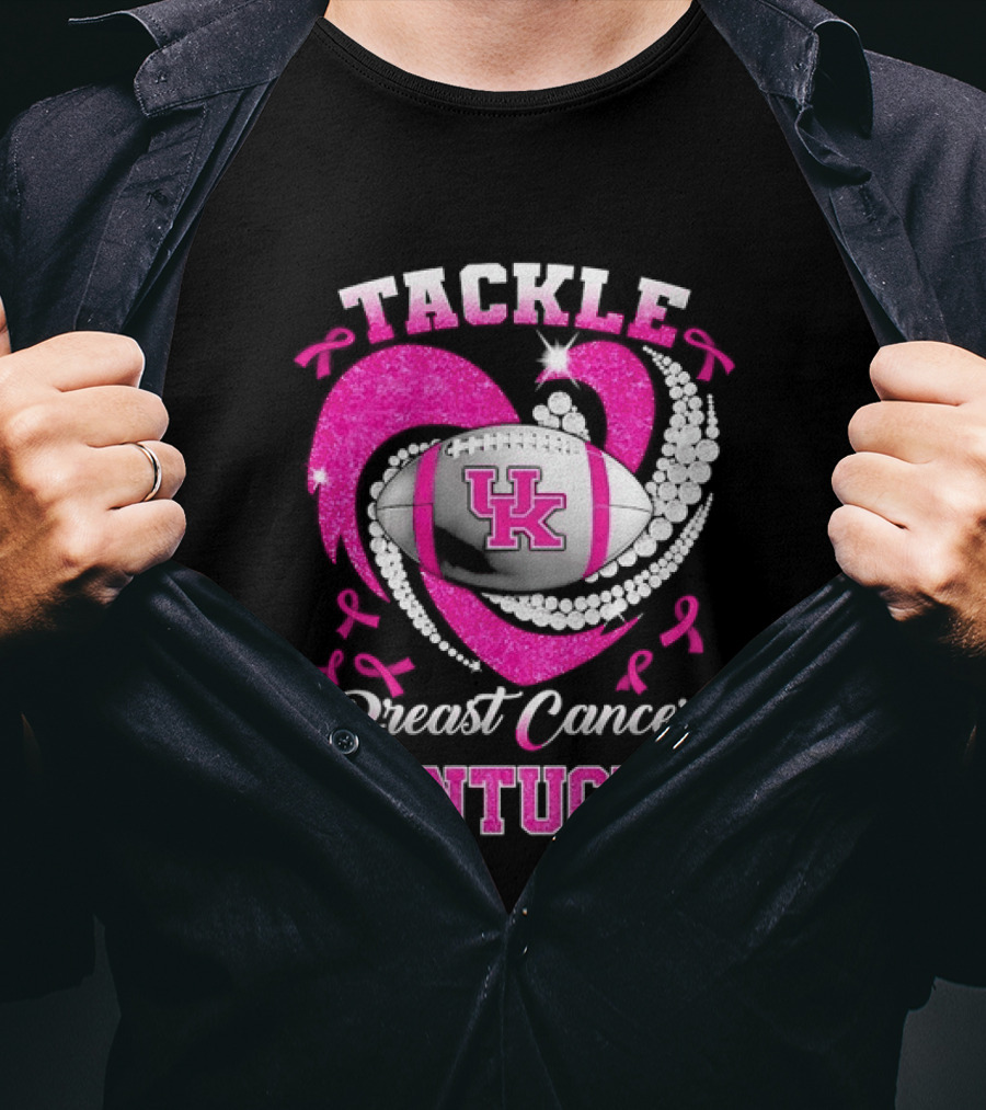 Tackle Breast Cancer Kentucky Wildcats UK Football Pink Ribbons T-Shirt