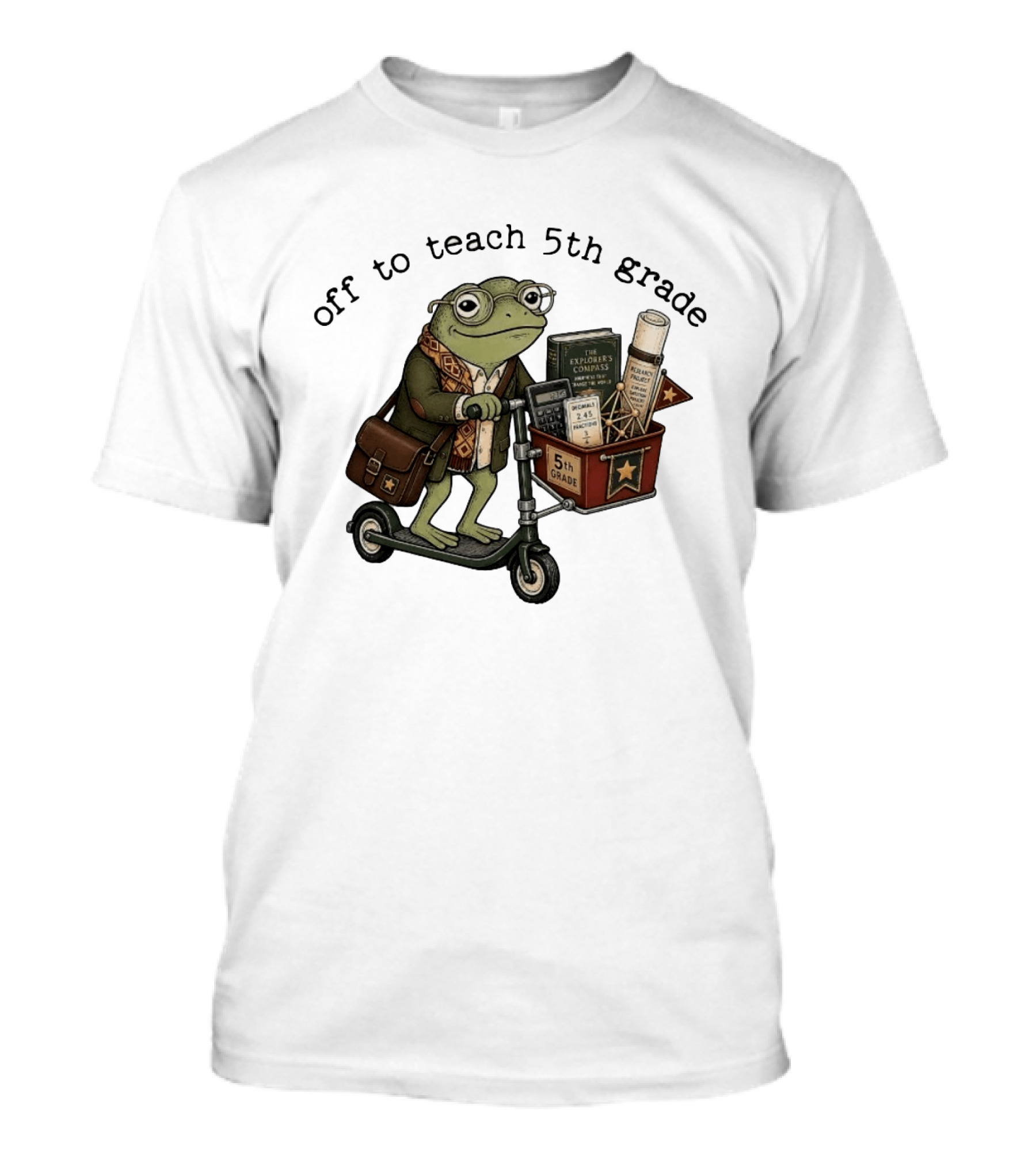 Off To Teach 5th Grade Frog Teacher Scooter Back To School T-Shirt