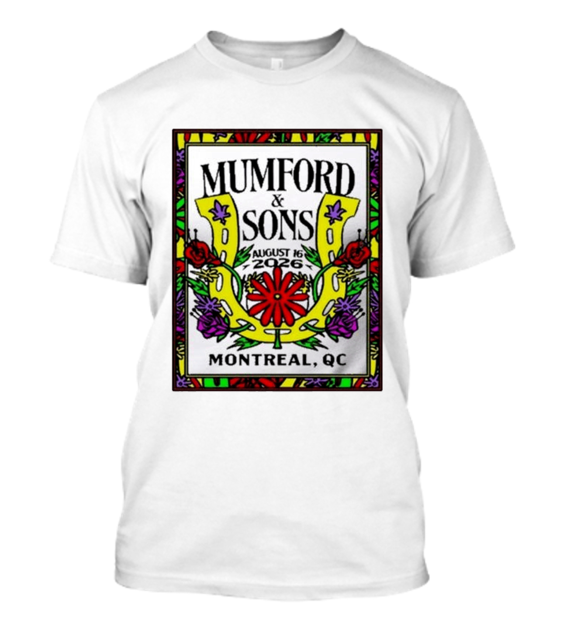 Mumford & Sons August 16 2026 Montreal QC Floral Horseshoe T-Shirt