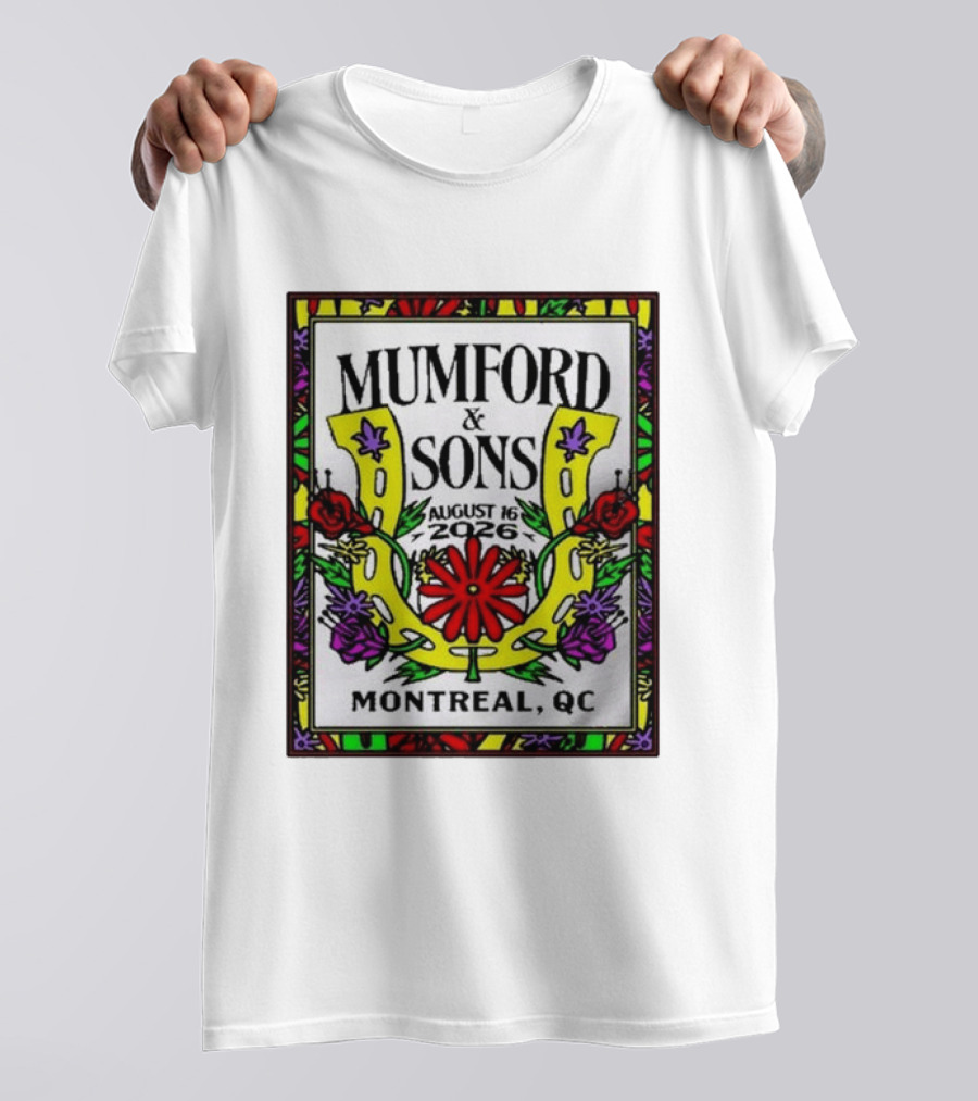 Mumford & Sons August 16 2026 Montreal QC Floral Horseshoe T-Shirt