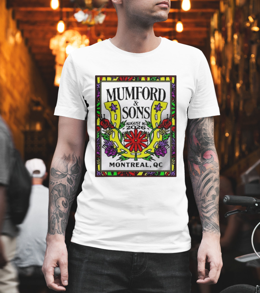 Mumford & Sons August 16 2026 Montreal QC Floral Horseshoe T-Shirt